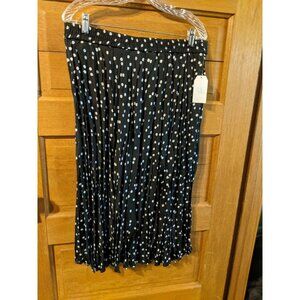 Time & Tru Midi Skirt XL (16-18) Black Polka Dot Crinkle Womens